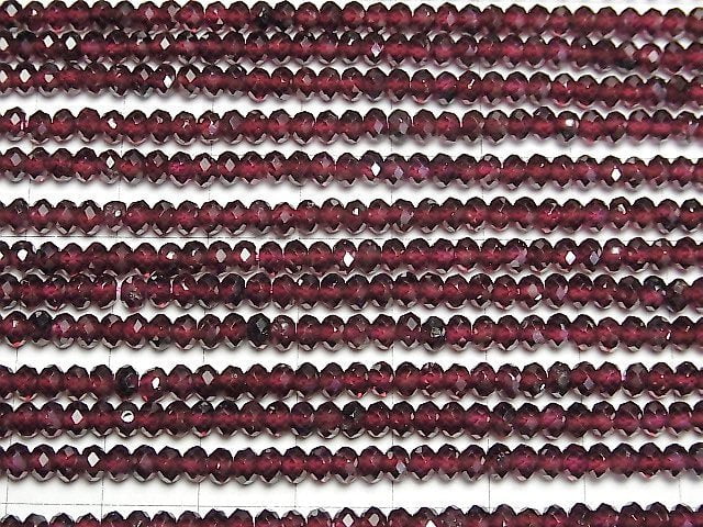 [Video]High Quality! Mozambique Garnet AAA Faceted Button Roundel 4x4x2mm 1strand beads (aprx.15inch/37cm)