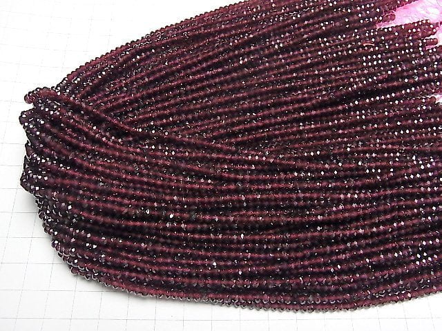 [Video]High Quality! Mozambique Garnet AAA Faceted Button Roundel 4x4x2mm 1strand beads (aprx.15inch/37cm)