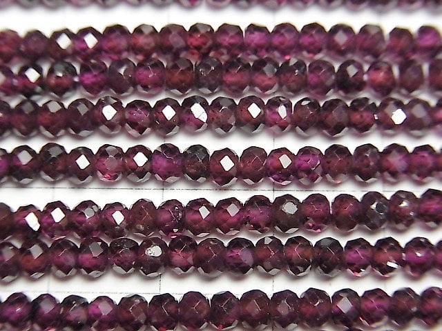 [Video]High Quality! Rhodolite Garnet AAA Faceted Button Roundel 4x4x2.5mm 1strand beads (aprx.15inch/36cm)