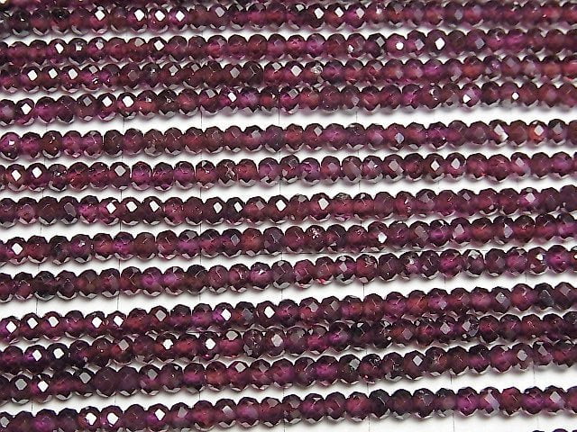 [Video]High Quality! Rhodolite Garnet AAA Faceted Button Rondelle 4x4x2.5mm 1strand beads (aprx.15inch/36cm)