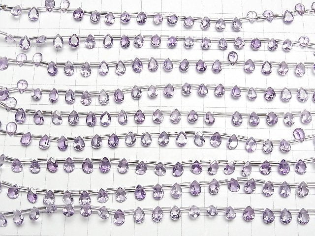 [Video]High Quality Amethyst AAA Pear shape Faceted 7x5mm 1strand (18pcs )