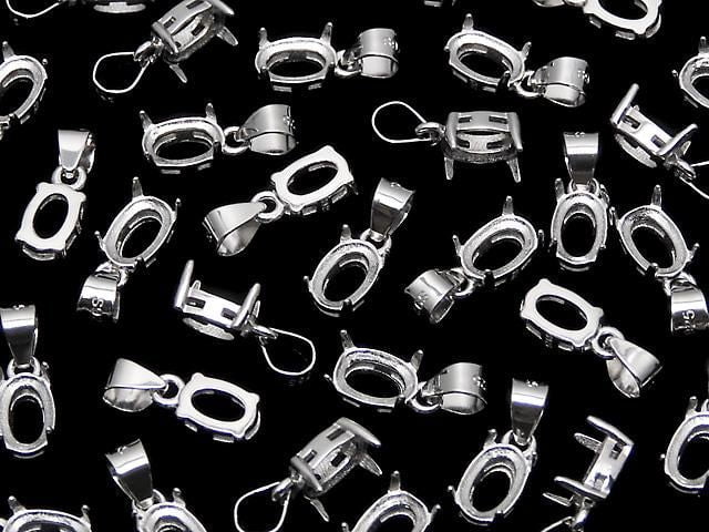 [Video] Silver925 Pendant Frame Oval Faceted 6x4mm Rhodium Plated 1pc