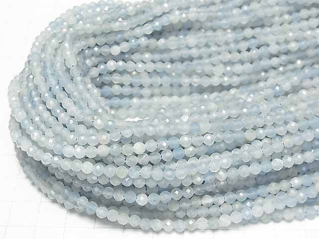 [Video]High Quality! Natural Blue Calcite AA+ Faceted Round 4mm 1strand beads (aprx.15inch/37cm)