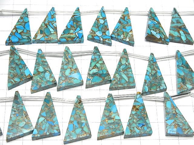 [Video]Blue Copper Turquoise AAA Flat Triangle 25x15mm half or 1strand (8pcs )