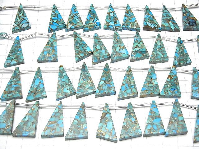 [Video]Blue Copper Turquoise AAA Flat Triangle 25x15mm half or 1strand (8pcs )