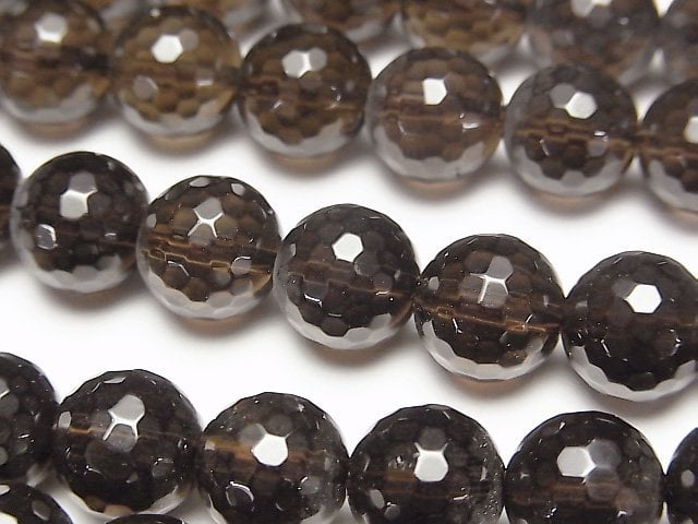 Smoky Quartz AAA 128Faceted Round 10mm Dark color half or 1strand beads (aprx.15inch/38cm)