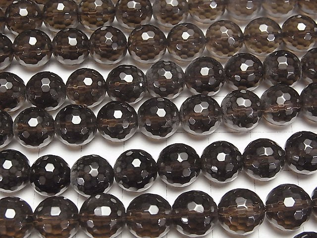Smoky Quartz AAA 128Faceted Round 10mm Dark 1strand beads (aprx.15inch/38cm)