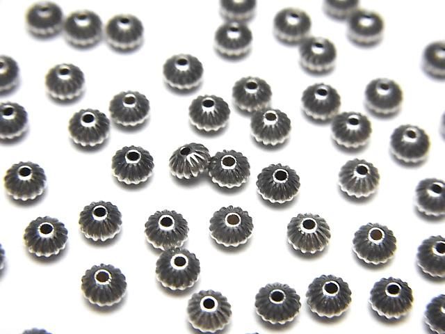 Silver 925 Navajo Pearl Line Carved Rondelle 3.3x2.0mm 10pcs