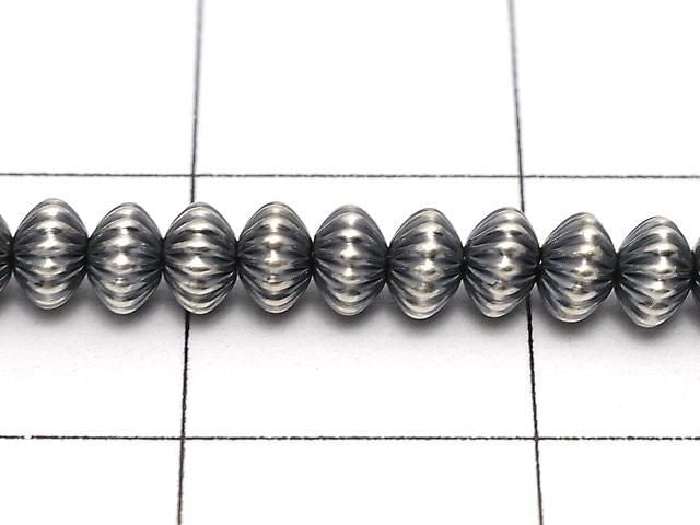 Silver 925 Navajo Pearl Line Carved Rondelle 3.3x2.0mm 10pcs