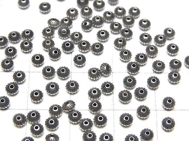 Silver 925 Navajo Pearl Line Carved Rondelle 3.3x2.0mm 10pcs