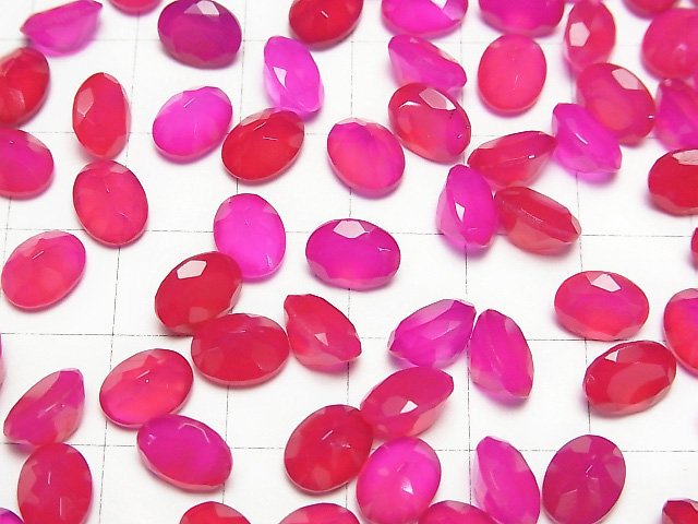 [Video]High Quality Fuchsia Pink Chalcedony AAA Loose stone Oval Faceted 8x6mm 5pcs