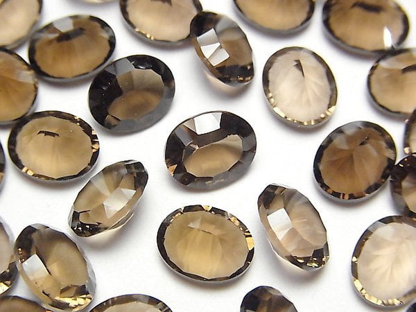 Concave Cut, Oval, Smoky Quartz Gemstone Beads