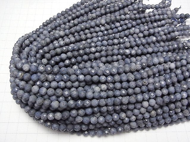 [Video]High Quality! Blue Sponge Coral Round Faceted Round 6mm 1strand beads (aprx.15inch/36cm)