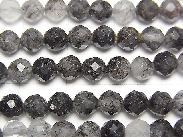 [Video]High Quality! Tourmaline Quartz AA+ Faceted Round 5mm 1strand beads (aprx.15inch/37cm)