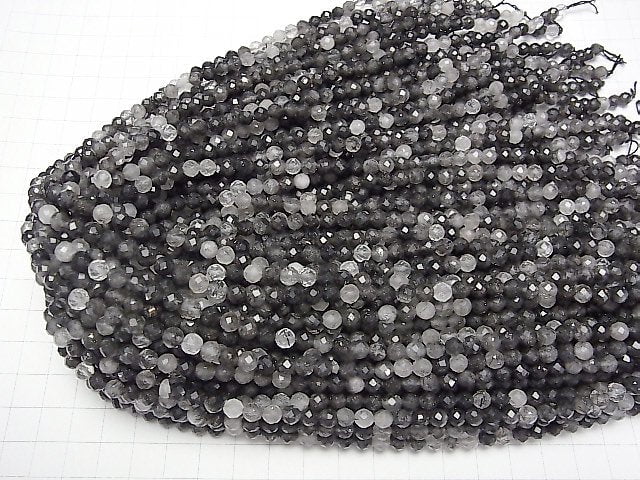 [Video]High Quality! Tourmaline Quartz AA+ Faceted Round 5mm 1strand beads (aprx.15inch/37cm)