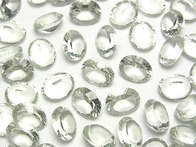 Concave Cut, Green Amethyst, Oval Gemstone Beads