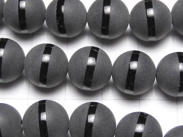 Line Carved Frosted Onyx Round 12mm 1strand beads (aprx.15inch/38cm)