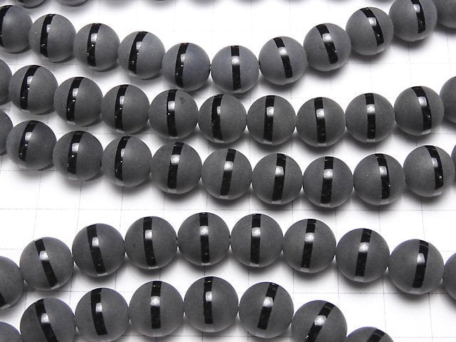 Line Carved Frosted Onyx Round 12mm 1strand beads (aprx.15inch/38cm)