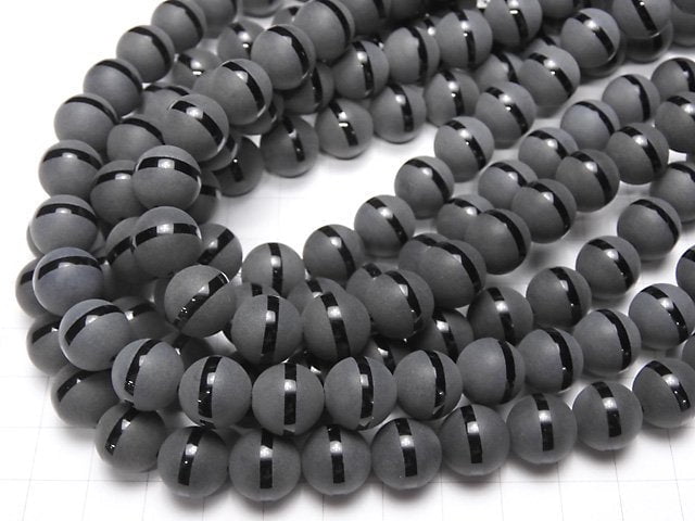 Line Carved Frosted Onyx Round 12mm 1strand beads (aprx.15inch/38cm)