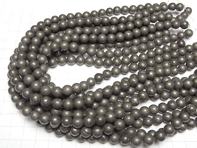 [Video]Golden Pyrite AAA Round 8mm 1strand beads (aprx.14inch/35cm)