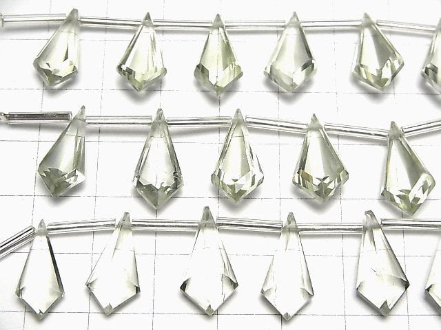 [Video]High Quality Green Amethyst AAA- Deformed Diamond Faceted 17x9mm 1strand (9pcs )