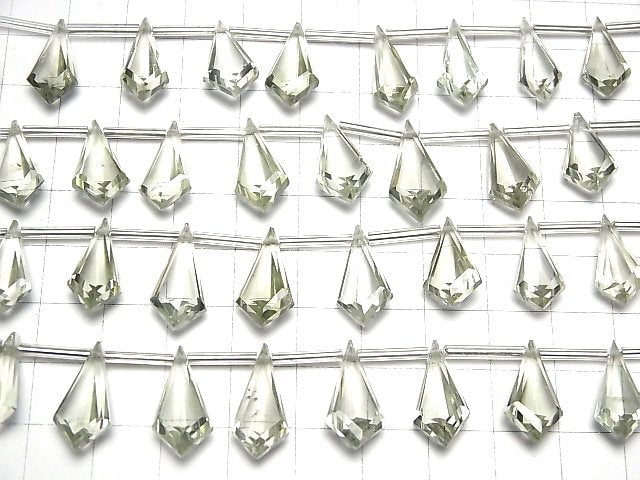 [Video]High Quality Green Amethyst AAA- Deformed Diamond Faceted 17x9mm 1strand (9pcs )