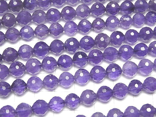 [Video]High Quality! Amethyst AAA- 128Faceted Round 8mm half or 1strand beads (aprx.15inch/36cm)