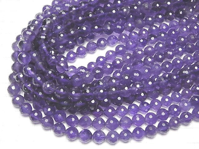 [Video]High Quality! Amethyst AAA- 128Faceted Round 8mm half or 1strand beads (aprx.15inch/36cm)