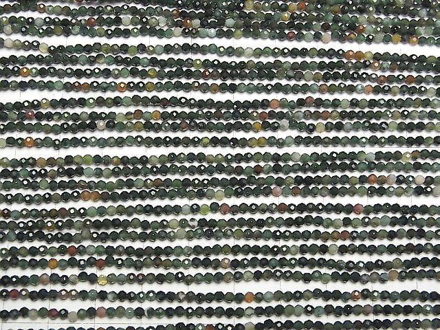 [Video]High Quality! Bloodstone Faceted Round 2mm 1strand beads (aprx.15inch/37cm)