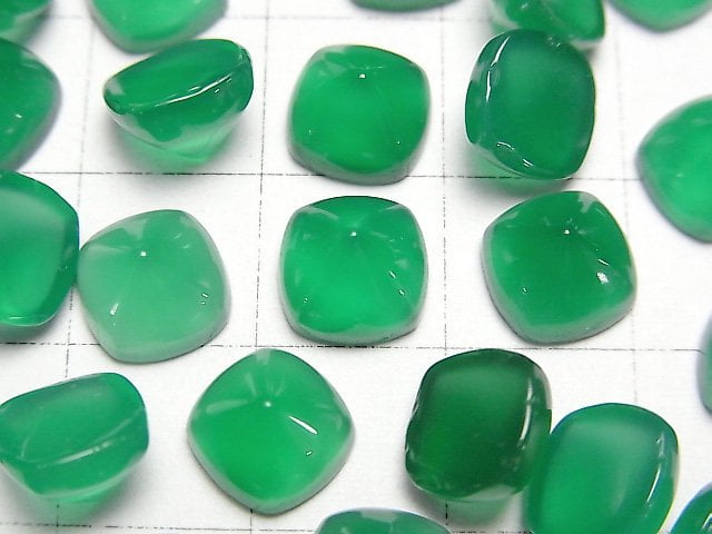 [Video]High Quality Green Onyx AAA Sugarloaf Cut 8x8mm 2pcs