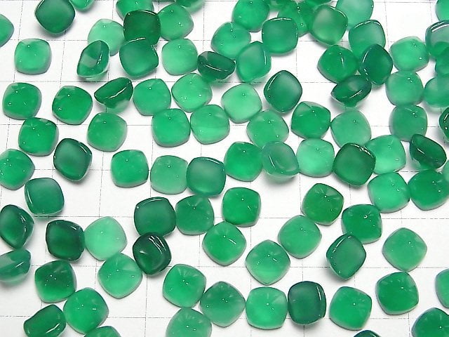 [Video]High Quality Green Onyx AAA Sugarloaf Cut 8x8mm 2pcs