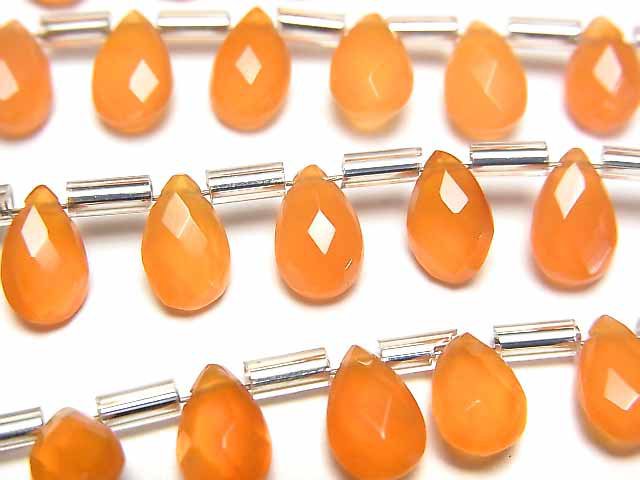 Carnelian, Faceted Briolette, Pear Shape Gemstone Beads