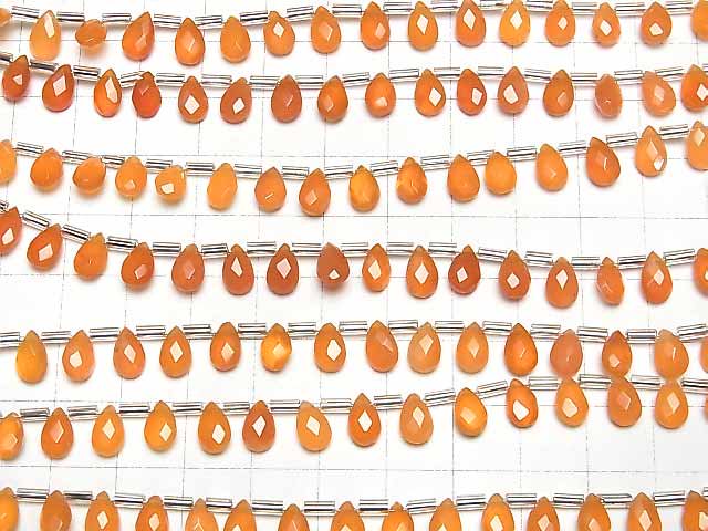[Video]High Quality Carnelian AAA Pear shape Faceted Briolette 8x5mm 1strand (18pcs )