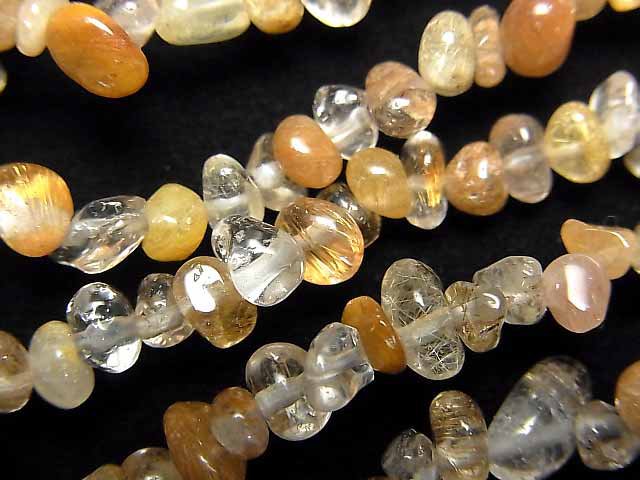 Chips, Nugget, Rutilated Quartz Gemstone Beads