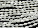 Mother of Pearl MOP White Faceted Rice 7.5x4.5x4.5mm 1strand beads (aprx.15inch/37cm)