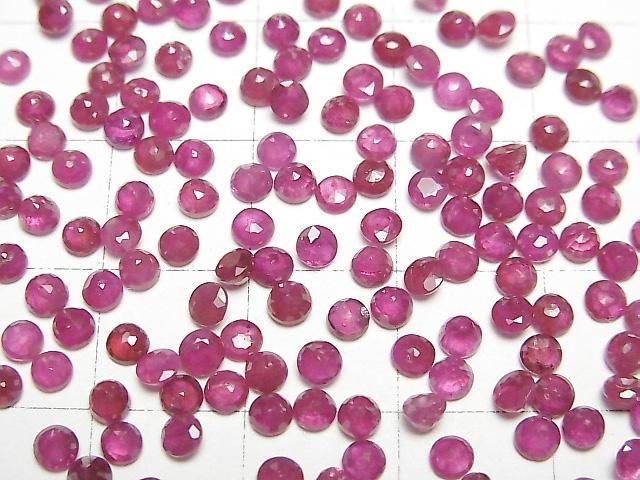 [Video] Burmese Ruby Loose Stone Round Faceted 3x3mm 5pcs