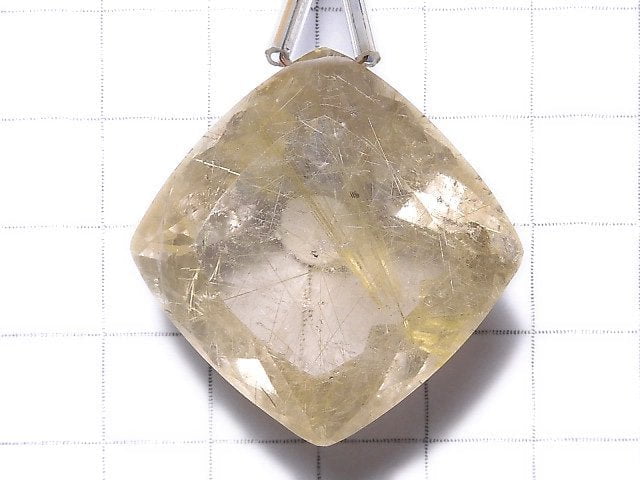 [Video][One of a kind] High Quality Rutilated Quartz AAA- Faceted Top Side Drilled Hole 1pc NO.50