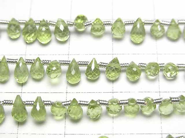 [Video]High Quality Peridot AAA Drop Faceted Briolette half or 1strand beads (aprx.7inch/18cm)