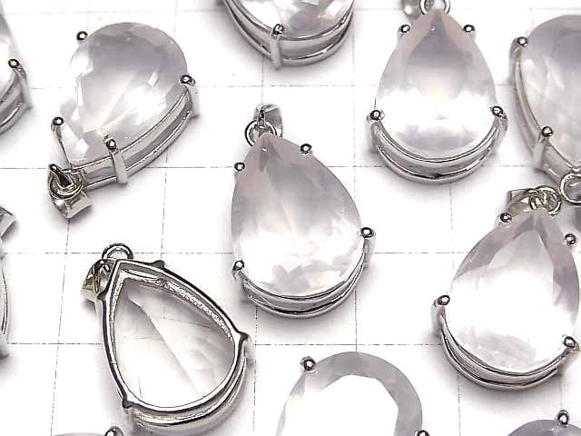 [Video]High Quality Rose Quartz AAA Pear shape Faceted Pendant 18x13mm Silver925