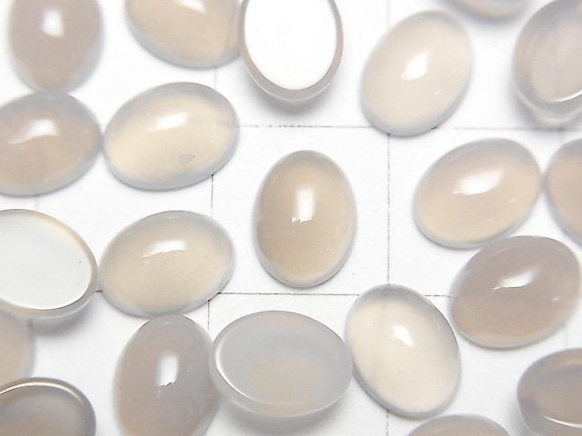 [Video] Gray Onyx AAA Oval Cabochon 8x6mm 10pcs