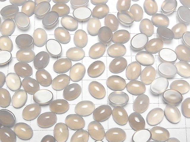 [Video] Gray Onyx AAA Oval Cabochon 8x6mm 10pcs