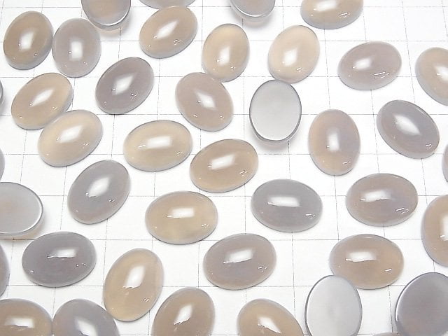 [Video] Gray Onyx AAA Oval Cabochon 16x12mm 3pcs