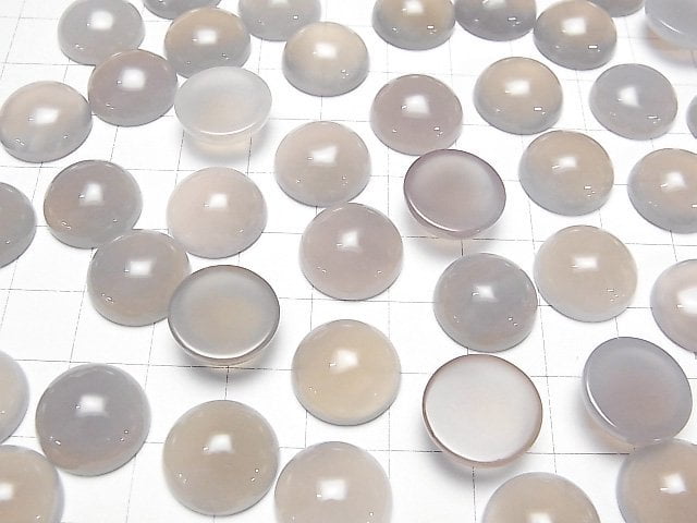 [Video] Gray Onyx AAA Round Cabochon 14x14mm 5pcs