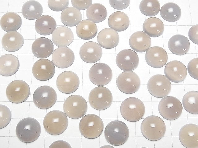 [Video] Gray Onyx AAA Round Cabochon 14x14mm 5pcs