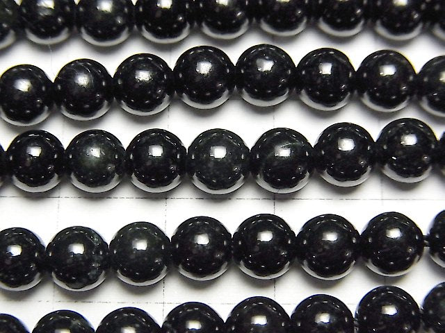 [Video] Black Omphacite Round 6mm half or 1strand beads (aprx.15inch/36cm)