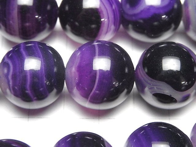 [Video]Purple Stripe Agate Round 20mm 1/4-1strand beads (aprx.14inch/35cm)