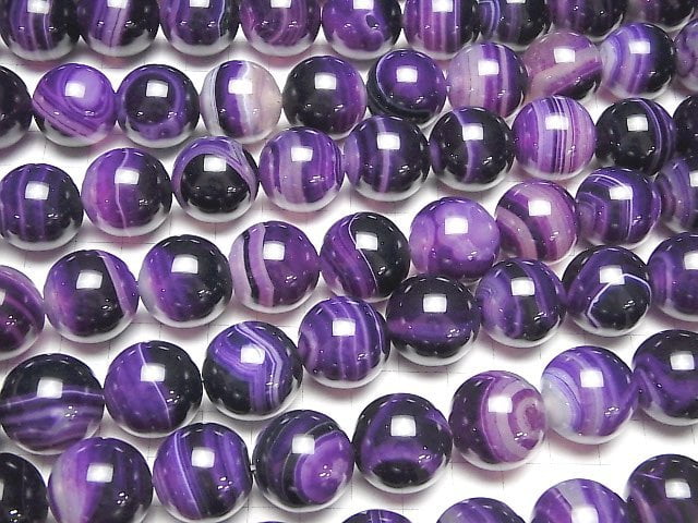 [Video]Purple Stripe Agate Round 20mm 1/4-1strand beads (aprx.14inch/35cm)