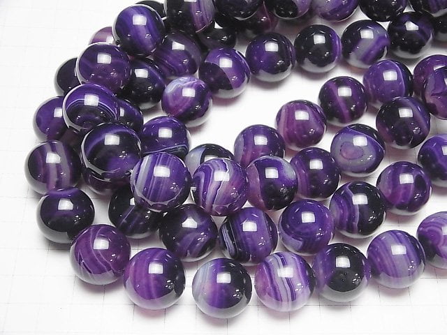 [Video]Purple Stripe Agate Round 20mm 1/4-1strand beads (aprx.14inch/35cm)