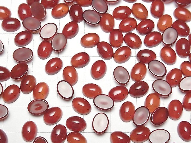 [Video] Red Agate AAA Oval Cabochon 8x6mm 4pcs