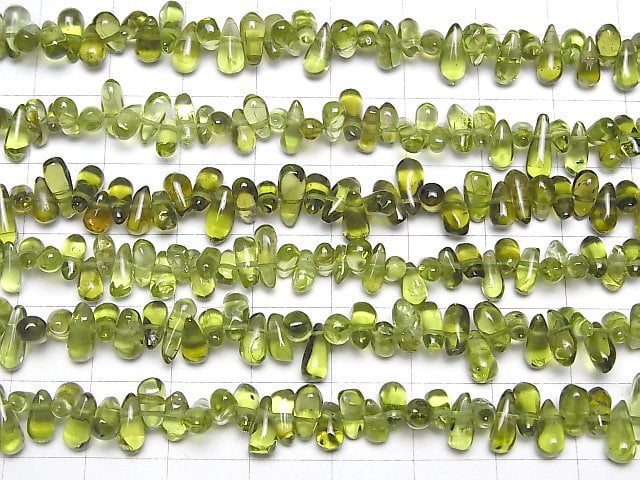 [Video]High Quality Peridot AA++ Drop -Nugget 1strand beads (aprx.14inch/34cm)